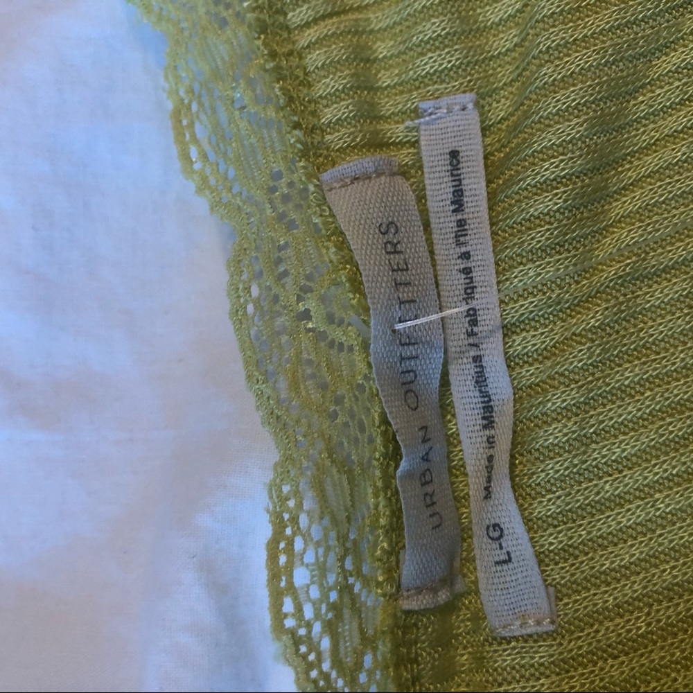 NWT Urban Outfitters Lace Y2K Wrap Top Green Crop ribbed soft cross brandy melvi - Picture 14 of 15